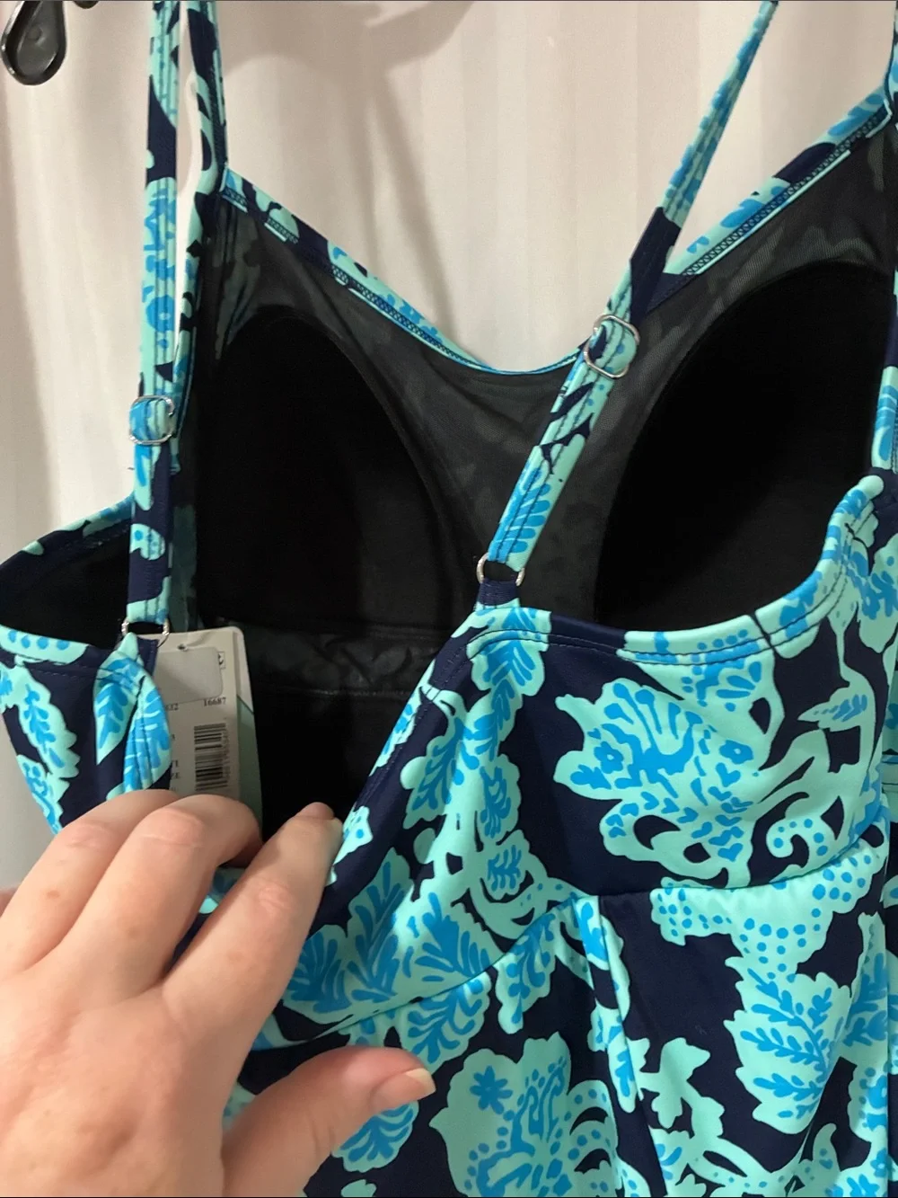 Swim Solutions Blue & Turquoise Floral One-Piece Swimdress - Picture 7 of 11
